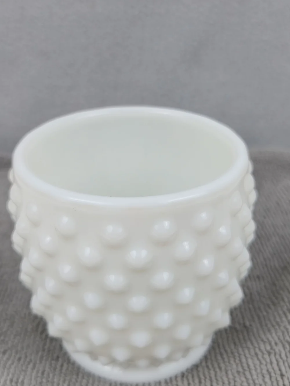 Vintage Fenton White Milk Glass Hobnail Jam / Jelly Jar with Lid & Spoon
